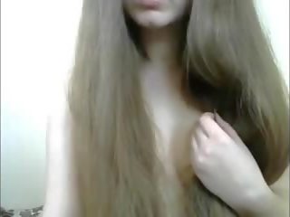 Great Long Haired Hairplay Striptease and Brushing