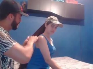 Captivating Long Haired Colombian Hairjob Blowjob Long Hair.