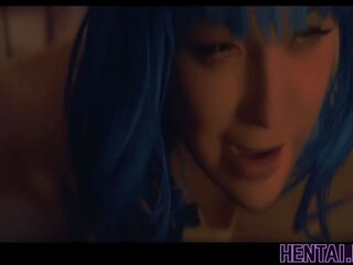 Sebenar kehidupan hentai - perempuan dengan biru rambut fucked oleh mahluk asing raksasa